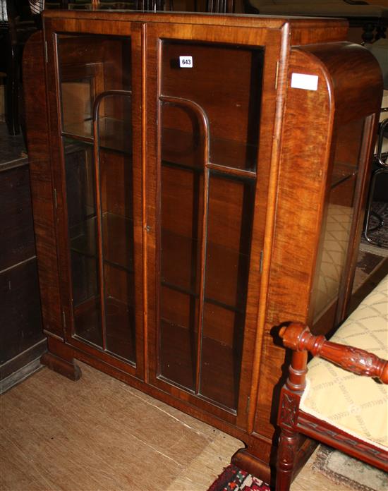 Deco walnut display cabinet